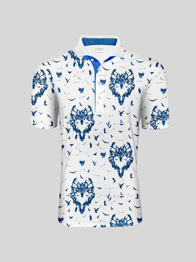 Wildlife Party Men's Ribbed Collar Polo Top UPF50+