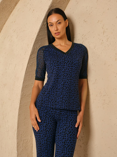 More Than Basic Leopard Short Sleeve Mesh Golf Shirt