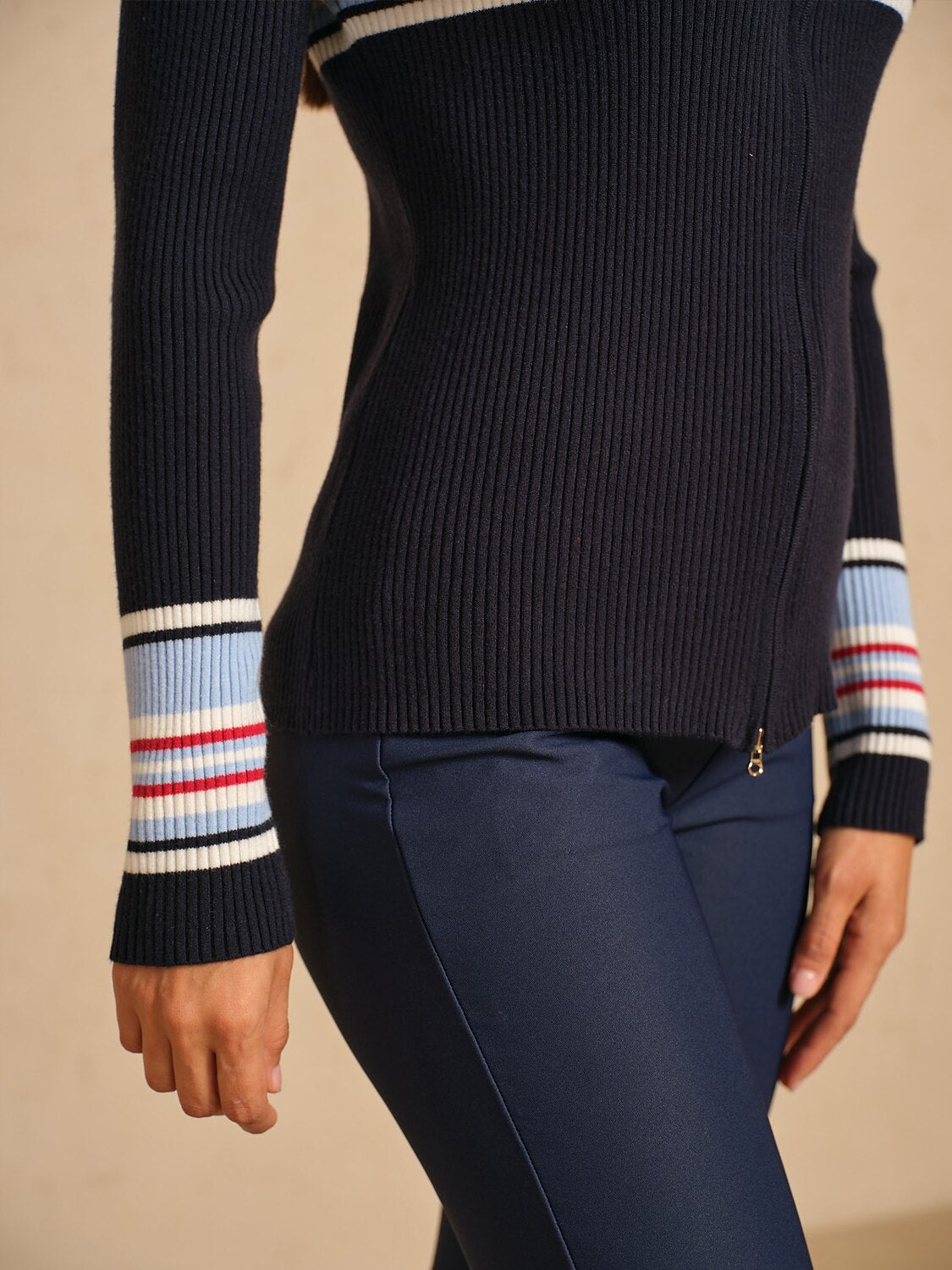 Navycore Golf Full Zip Colorblock Sweater