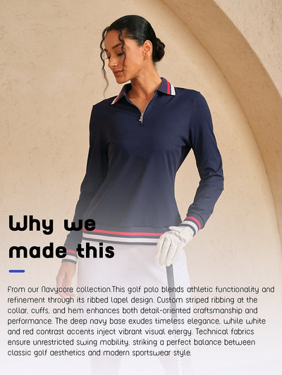 Navycore Color Block Ribbed Golf Polo Shirt UPF50+