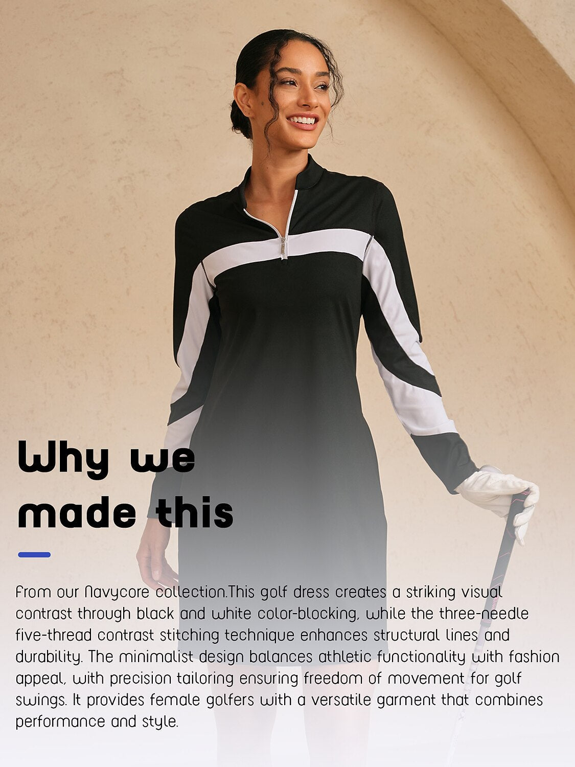More Than Basic Long Sleeve Color Block 36.5 Inch Dress UPF50+
