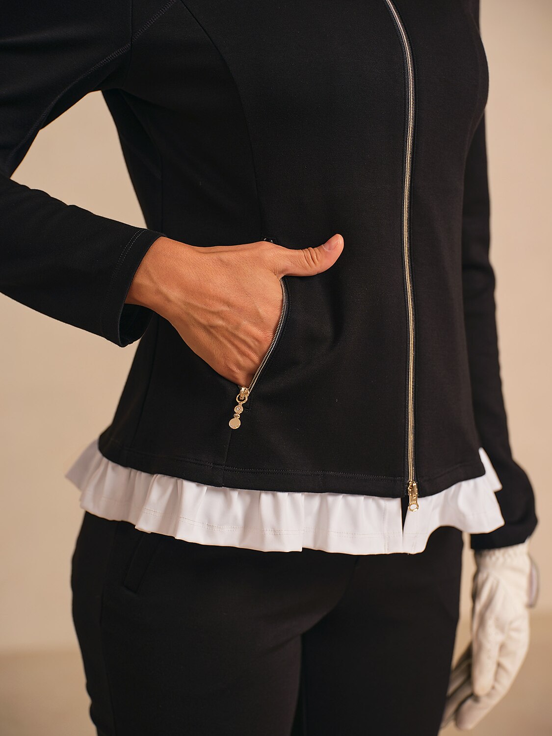 More Than Basic Peter Pan Collar Ruffle Golf Jacket