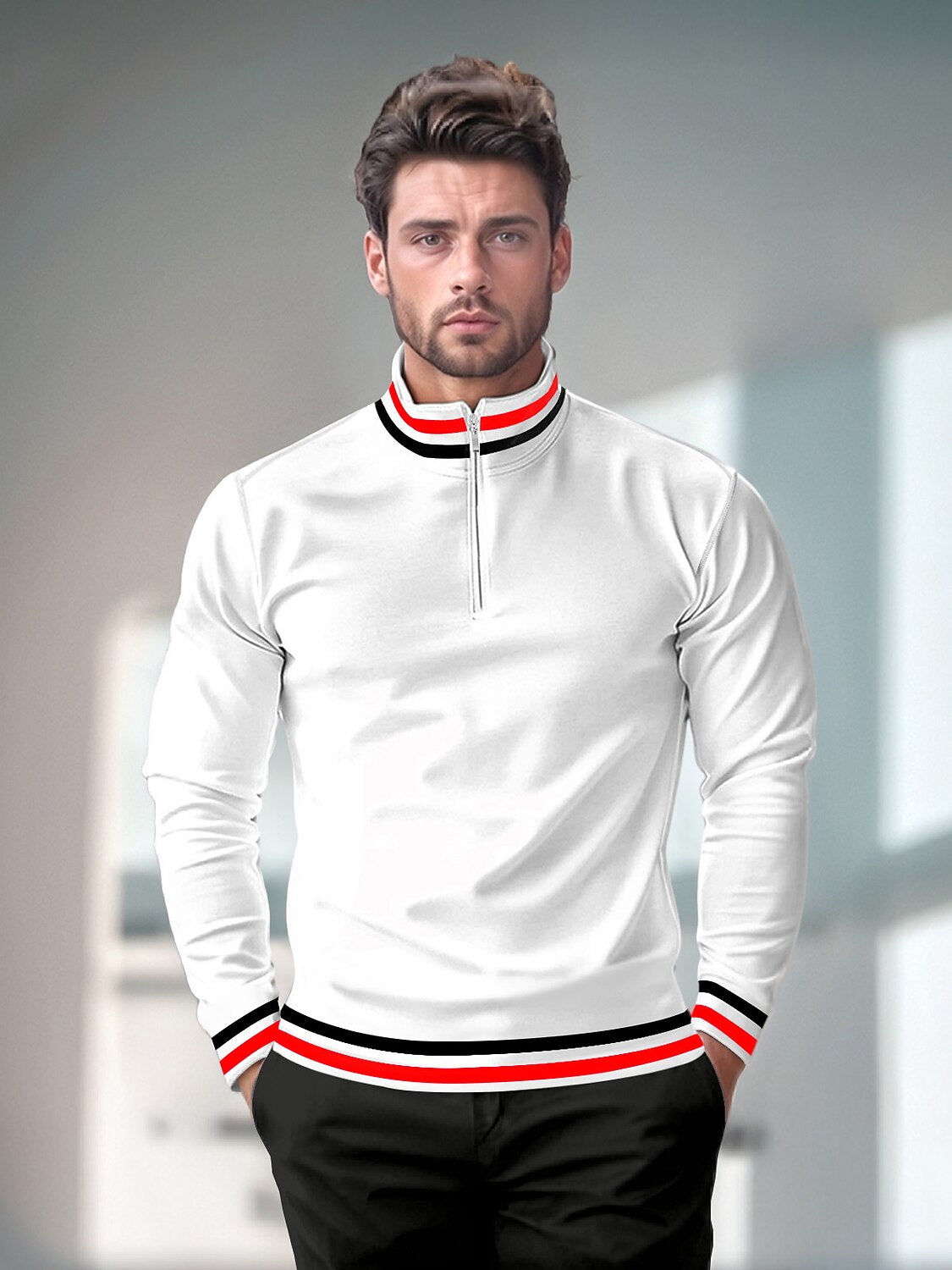 Playful Nautical Men's Golf Shirt Quarterzip UPF50+