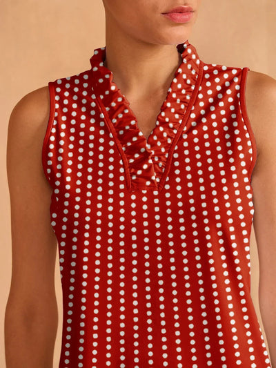 Hyper-prep Ruffle V-Neck Tank Top UPF50+