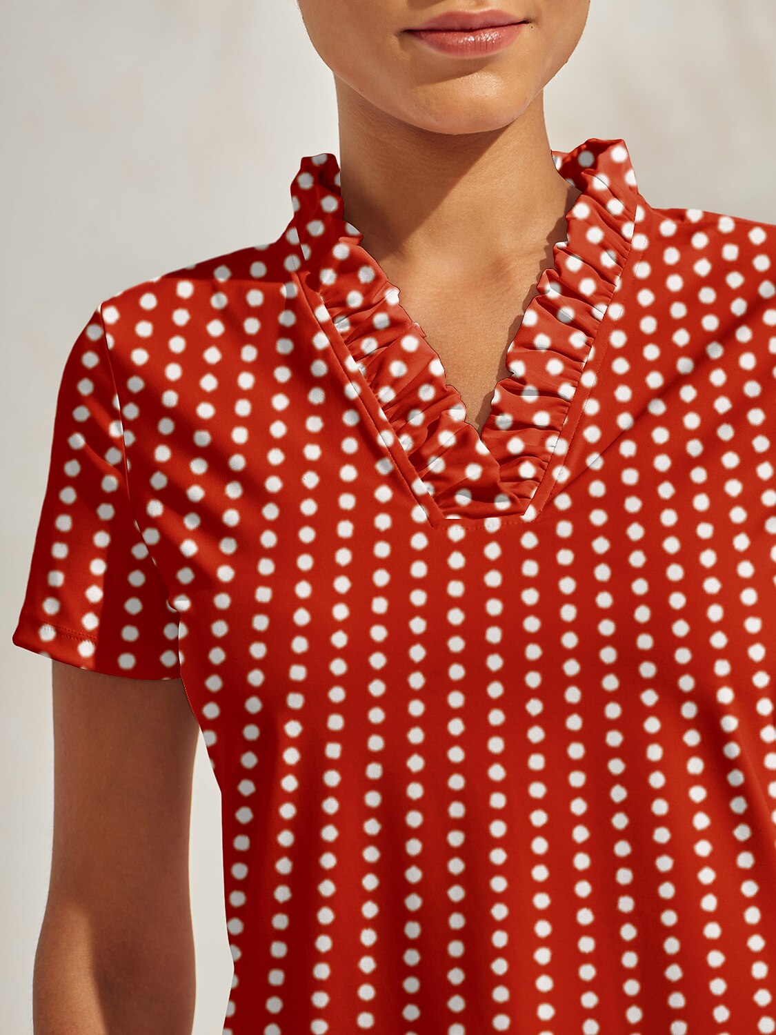 Hyper-prep Ruffle V-Neck Polo Top UPF50+
