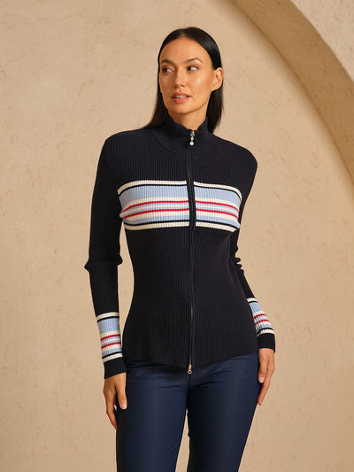 Navycore Golf Full Zip Colorblock Sweater
