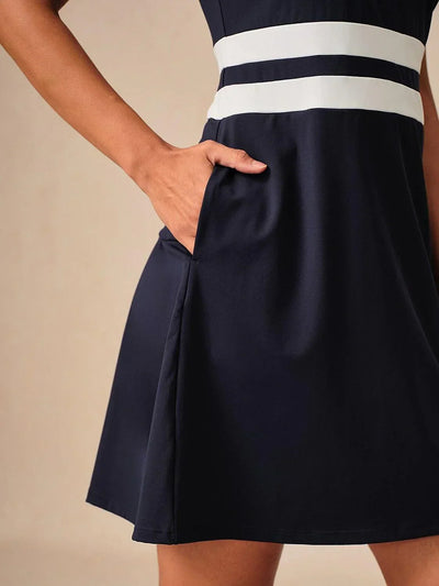 Navycore Sleeveless V-Neck Color Block 36.5 Inch Dress UPF50+