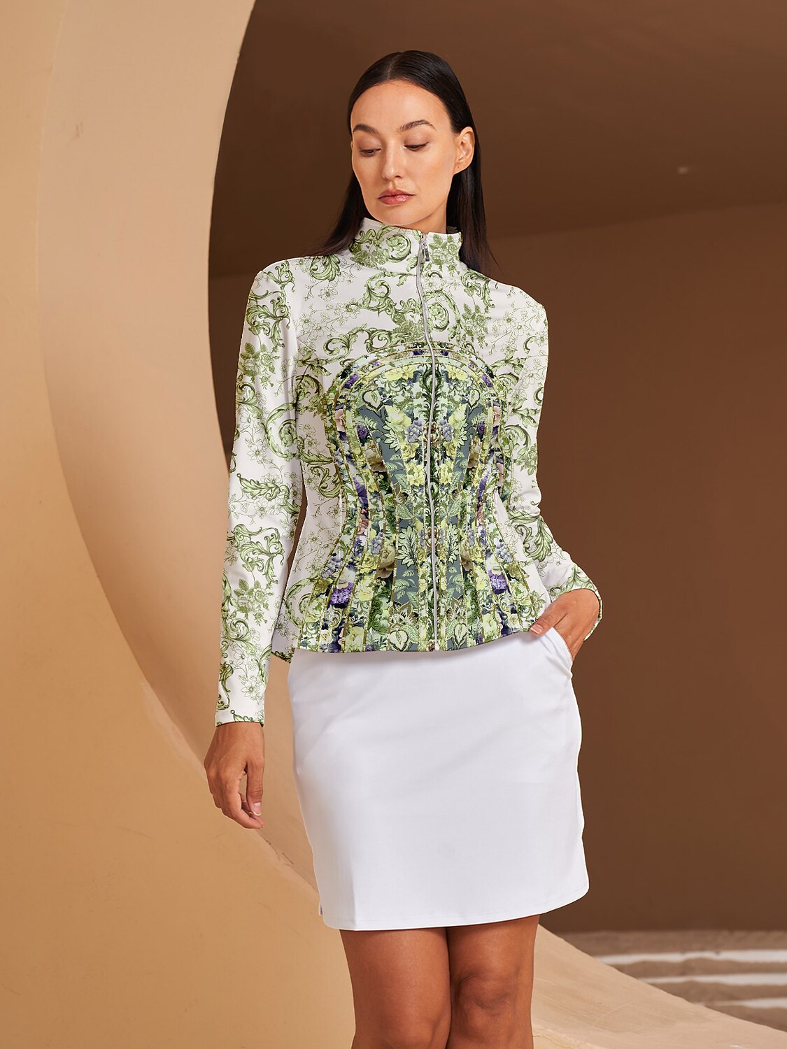 Bold Baroque Ruffle Golf Jacket Sun Protection