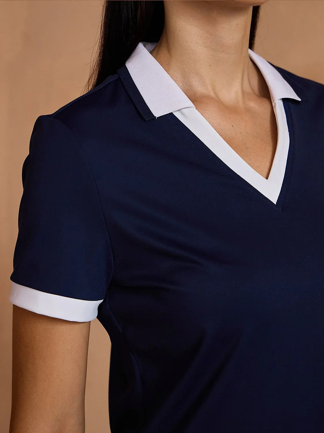 Navycore Short Sleeve V-Neck Stripe Polo UPF50+