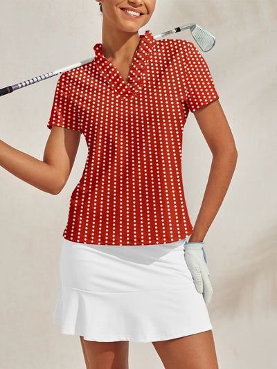 Hyper-prep Ruffle V-Neck Polo Top UPF50+