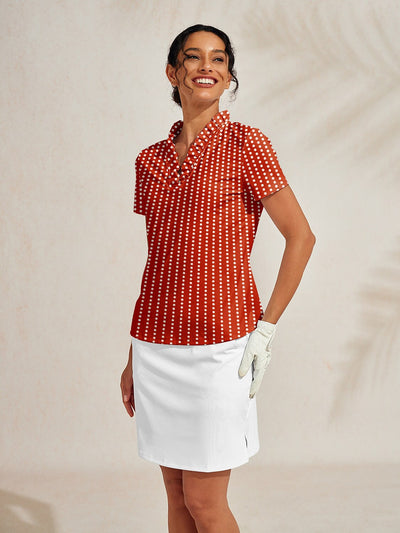 Hyper-prep Ruffle V-Neck Polo Top UPF50+