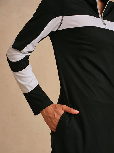 More Than Basic Long Sleeve Color Block 36.5 Inch Dress UPF50+