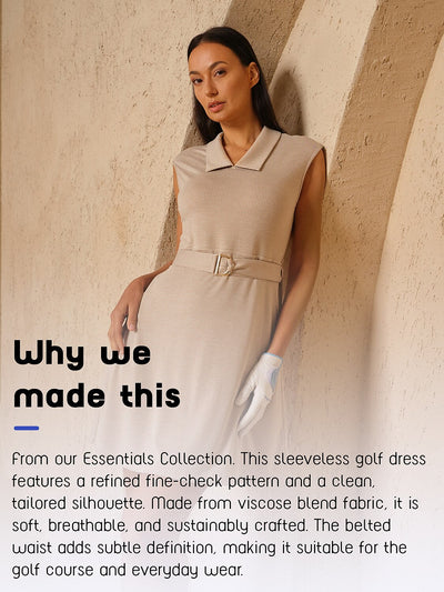 Crisp Couture Sleeveless Belt Golf Dress