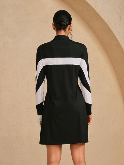 More Than Basic Long Sleeve Color Block 36.5 Inch Dress UPF50+