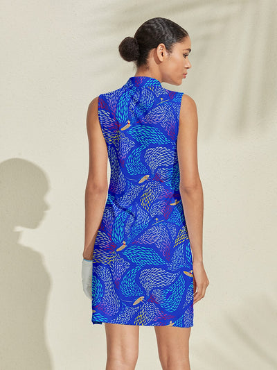 Playful Nautical Sleeveless 36.5 Inch Dress UPF50+